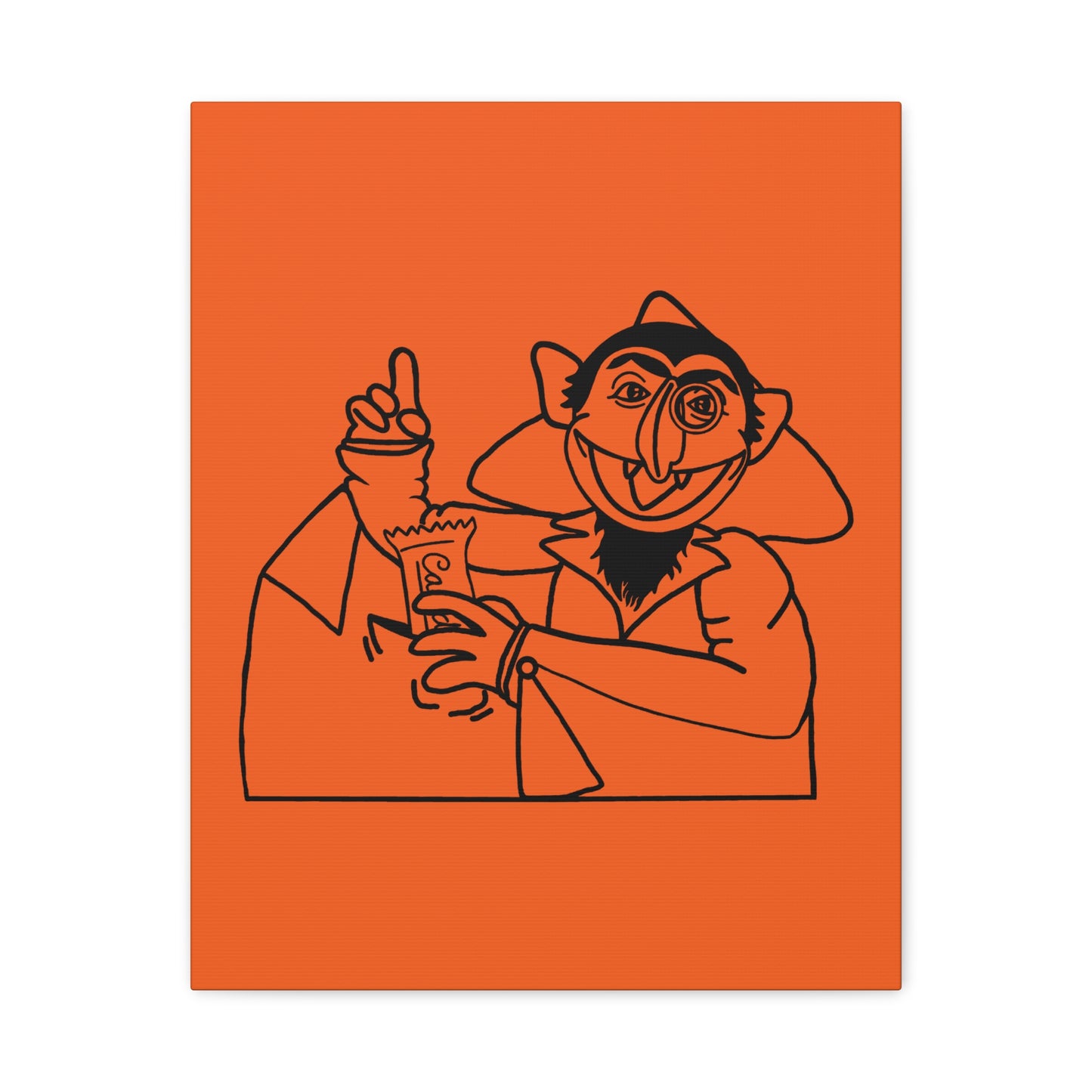 The Count Stealing Candy Outline Canvas Print Orange - Sesame Street The Count Parody Art Print