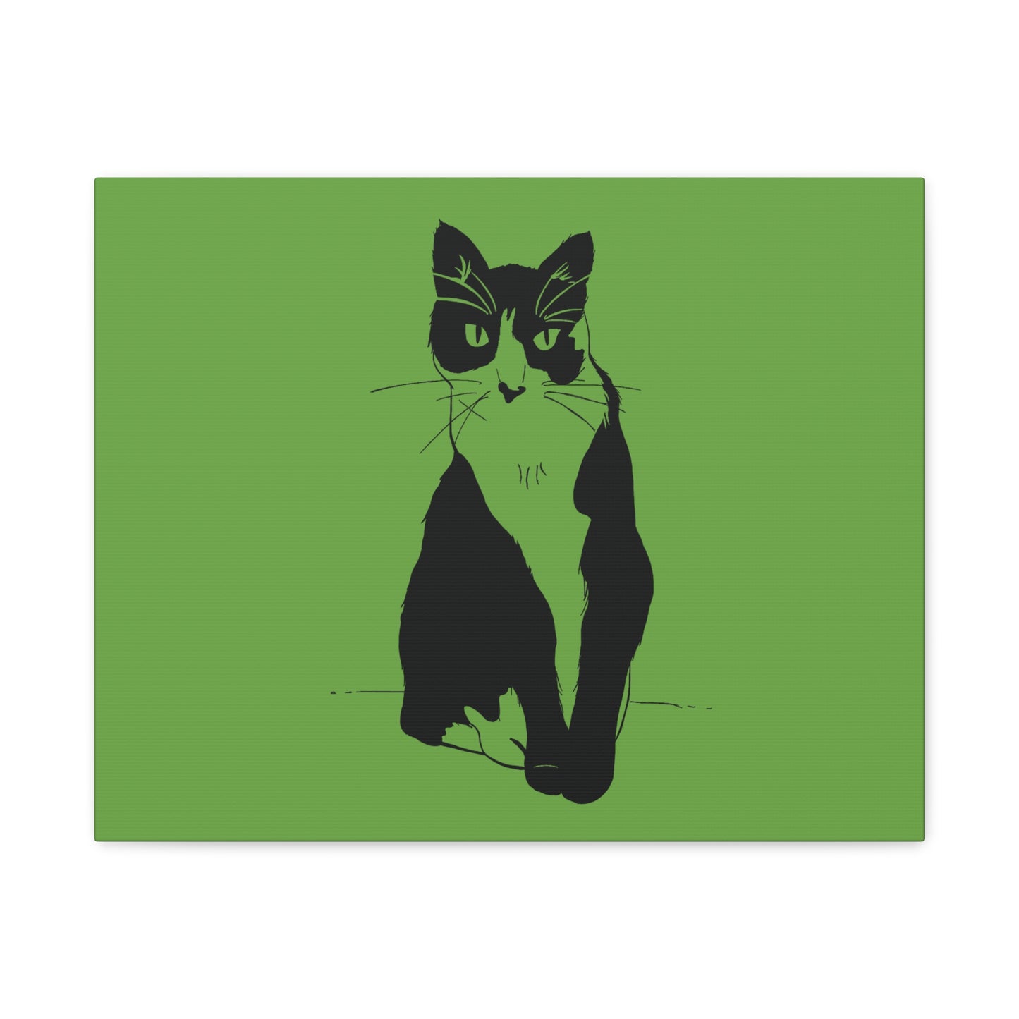Cat Canvas Print on Green (Transparent Style Cat) - Cat Drawing Art