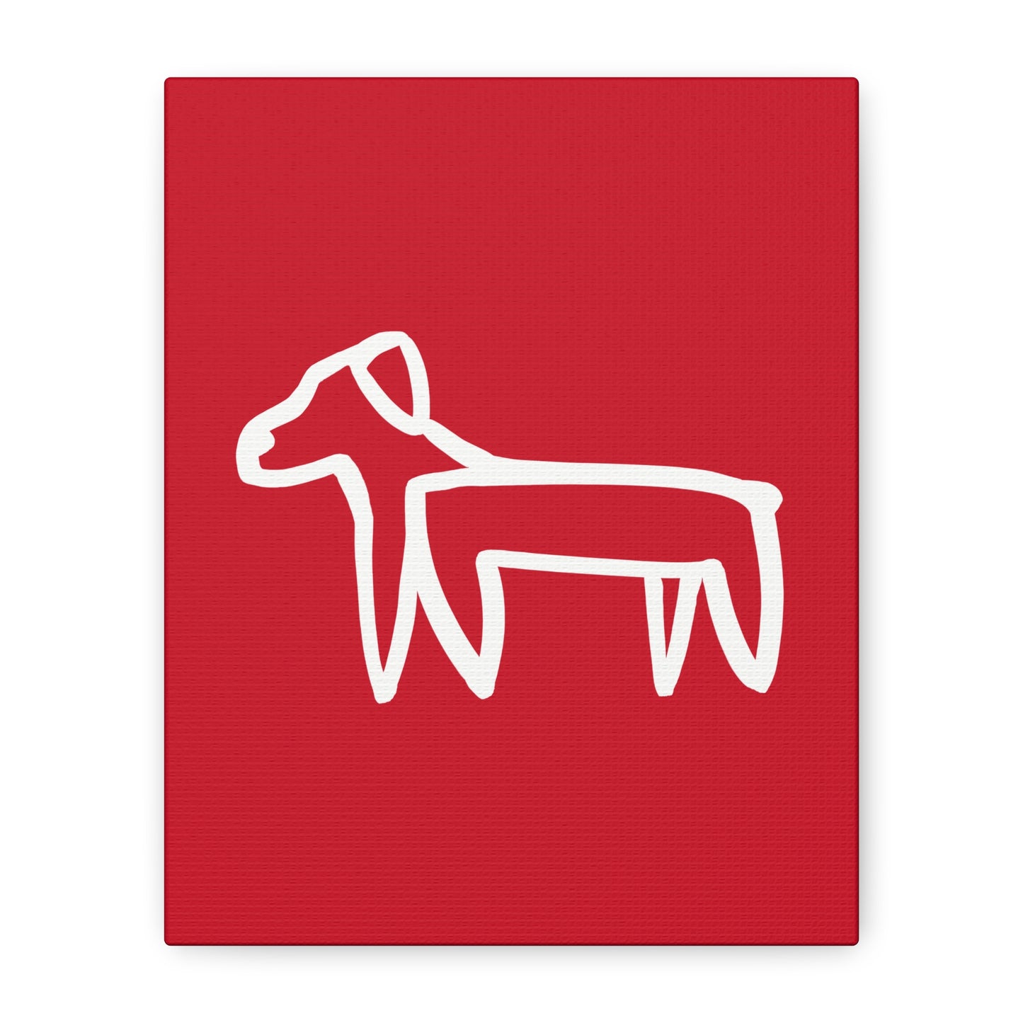 Dog Canvas Print on Red (Transparent Style White Dog) - Dog Art Print