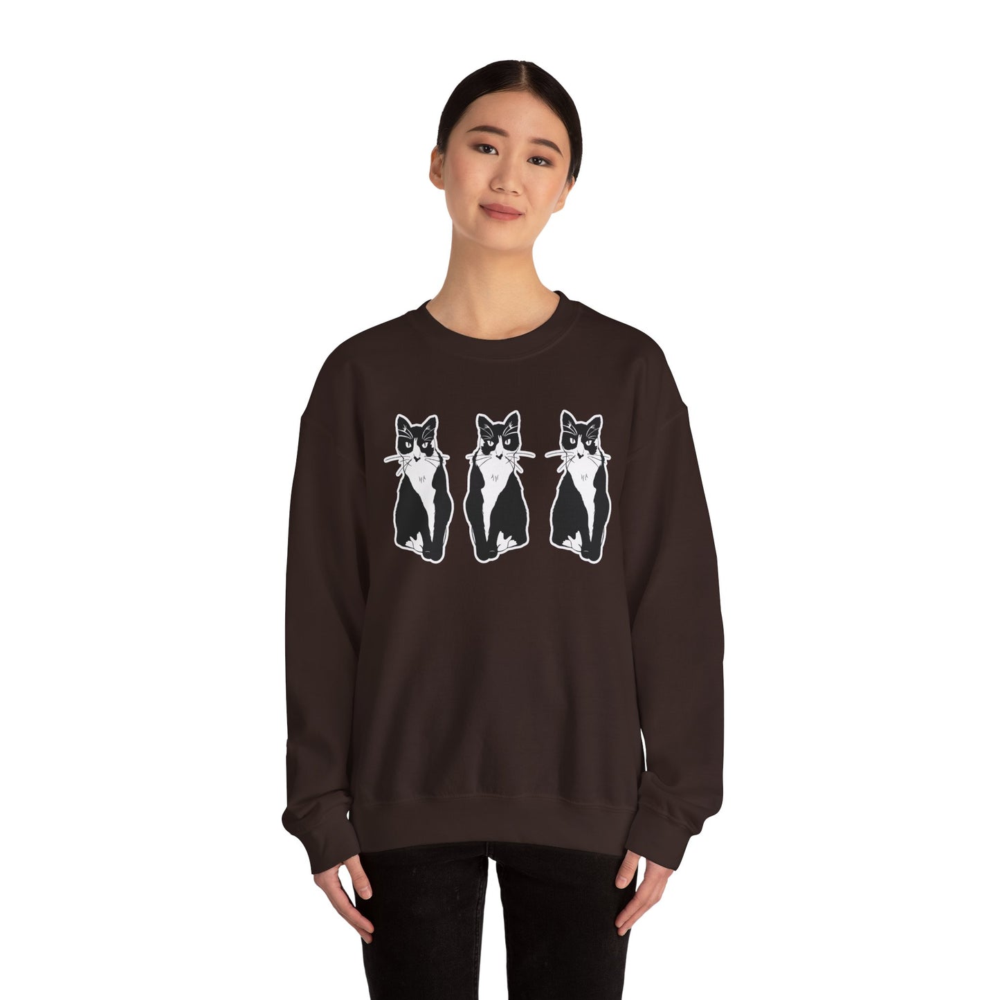 Cat x3 Sweatshirt (Sticker Style Cat) - Cat Drawing Sweatshirt