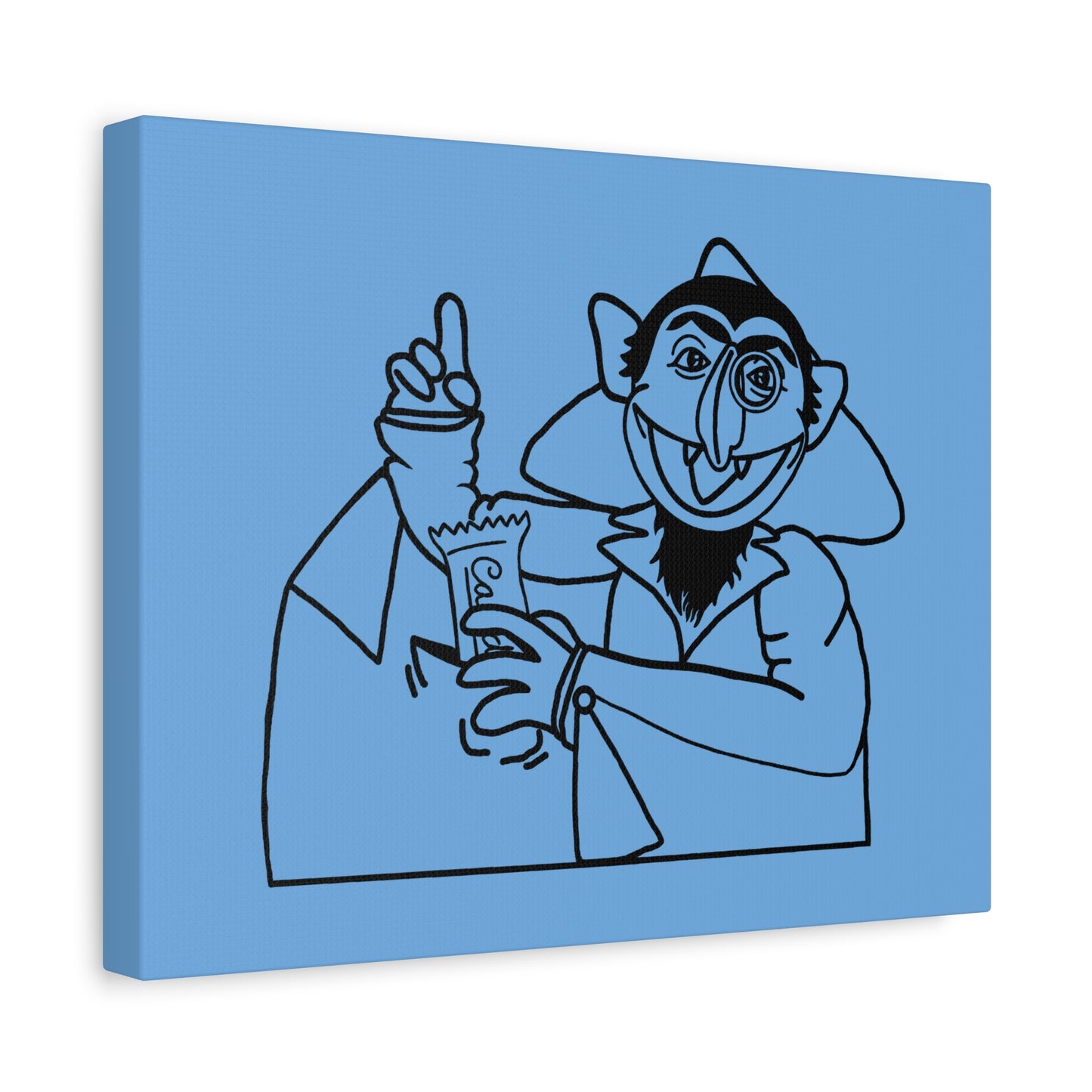 The Count Stealing Candy Outline Canvas Print Light Blue - Sesame Street The Count Parody Art