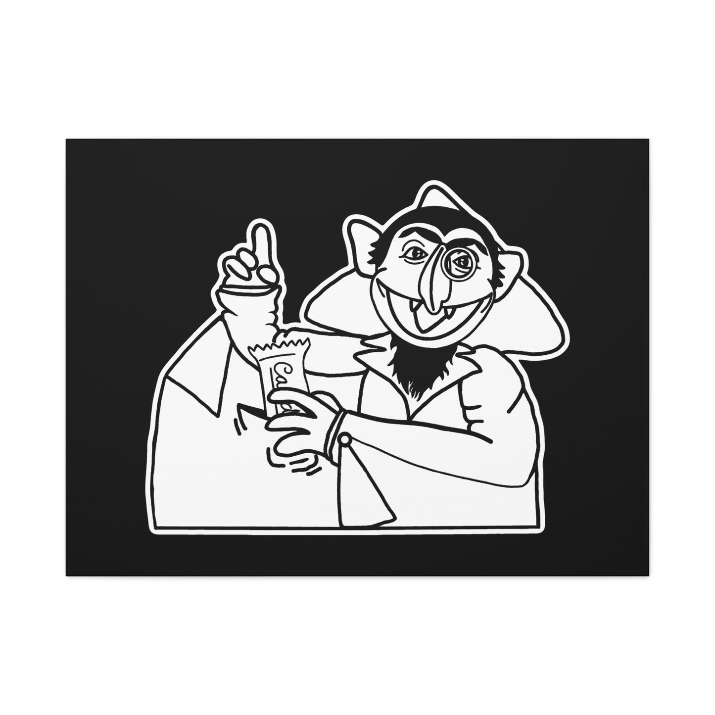 The Count Stealing Candy Outline Canvas Print Black - Sesame Street The Count Parody Canvas Art