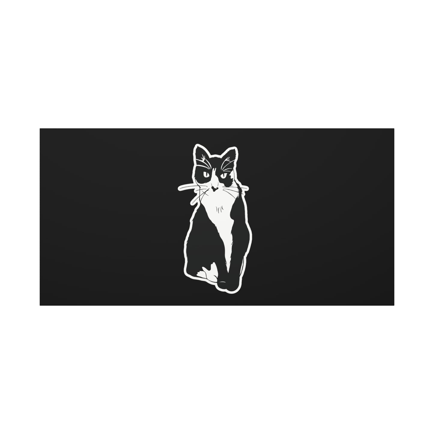 Cat Canvas Print on Black (Sticker Style Cat) - Cat Drawing Art