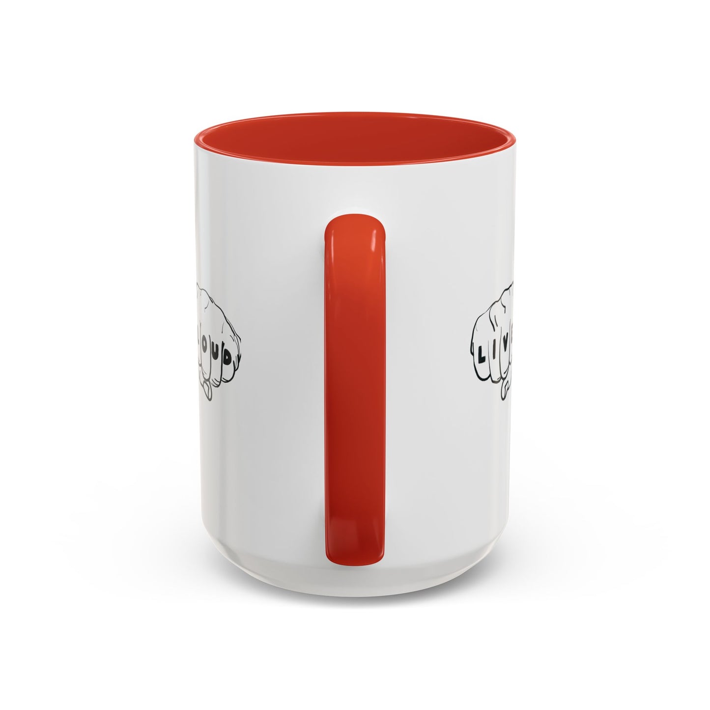 Live Loud Knuckle Tats Tattooed Fists - Four Fists Accent Mug