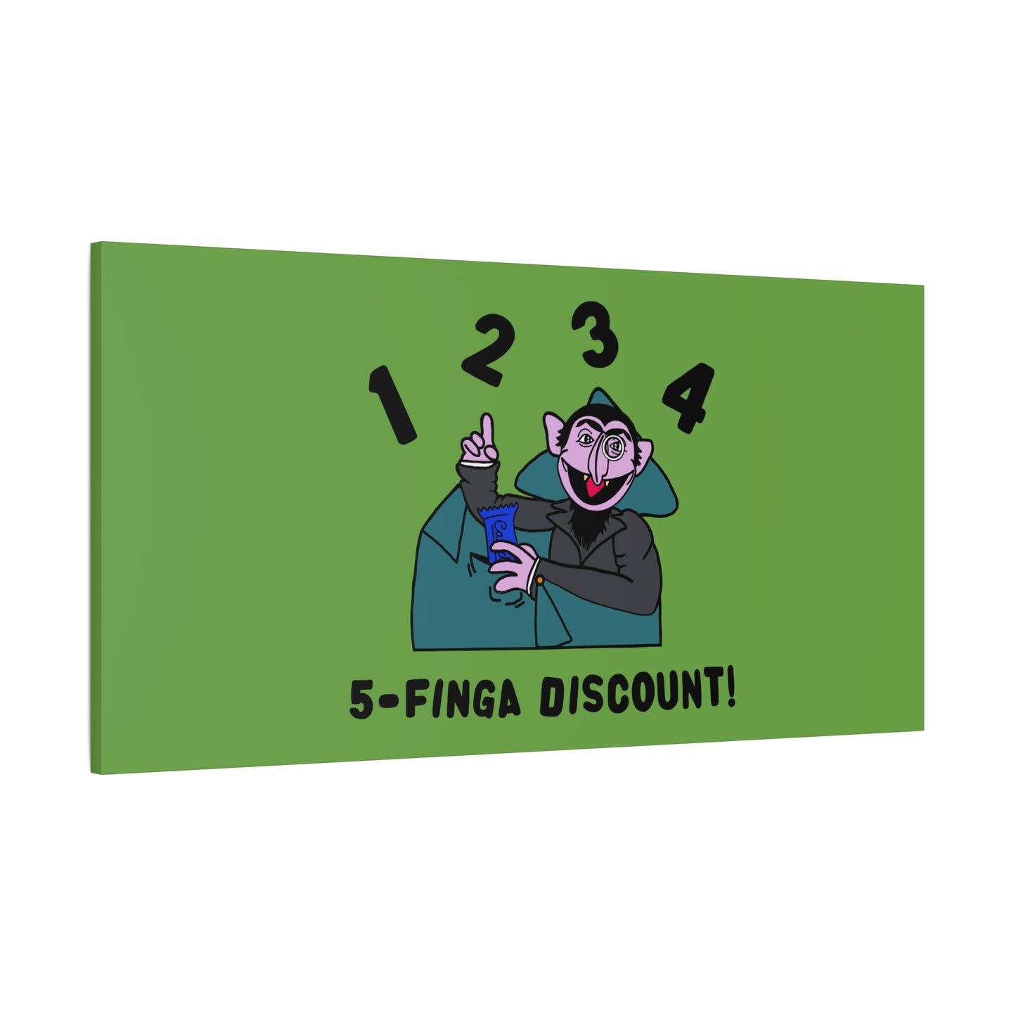 Five Finger Discount Canvas Print Green - Sesame Street The Count Parody Art Print