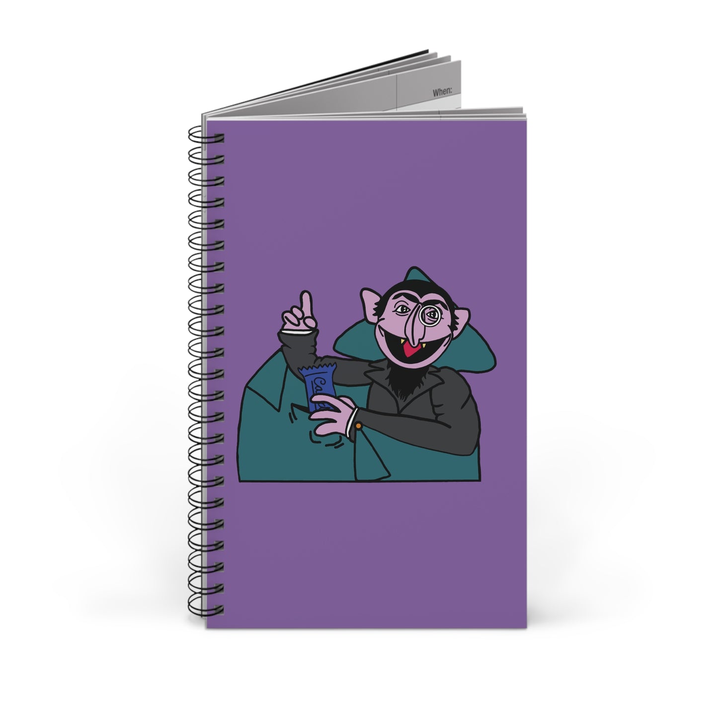 The Count Stealing Candy Notebook Light Purple - Sesame Street The Count Parody Spiral Notebook