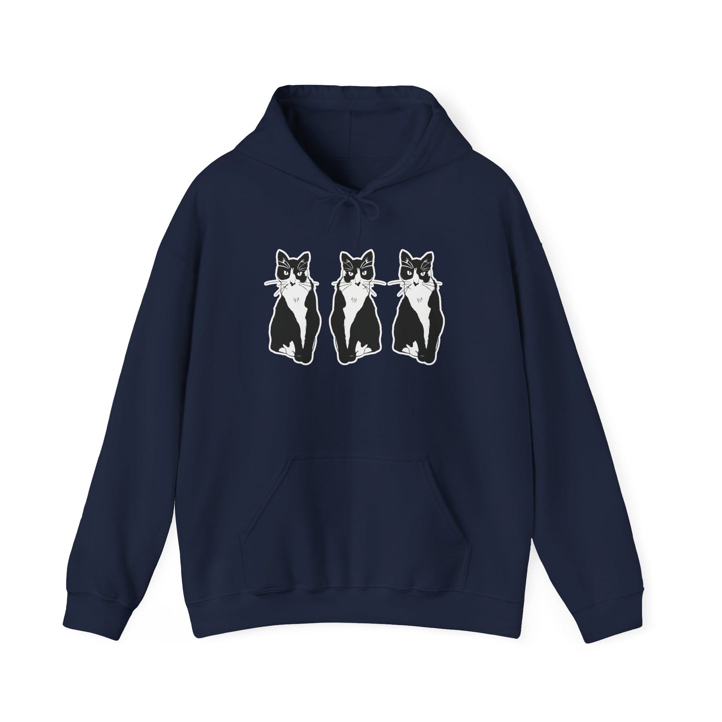 Cat x3 Hoodie (Sticker Style Cat) - Cat Hooded Sweatshirt