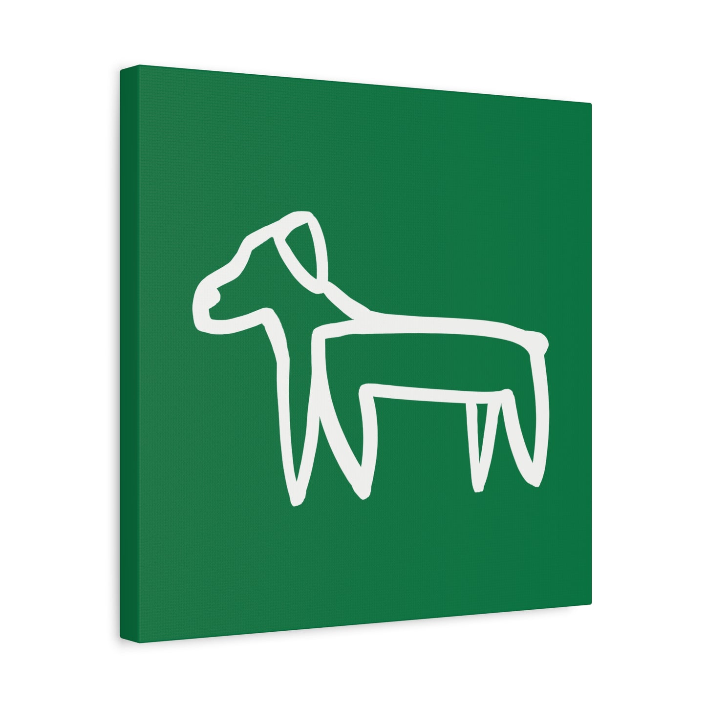 Dog Canvas Print on Green (Transparent Style White Dog) - Dog Art Print