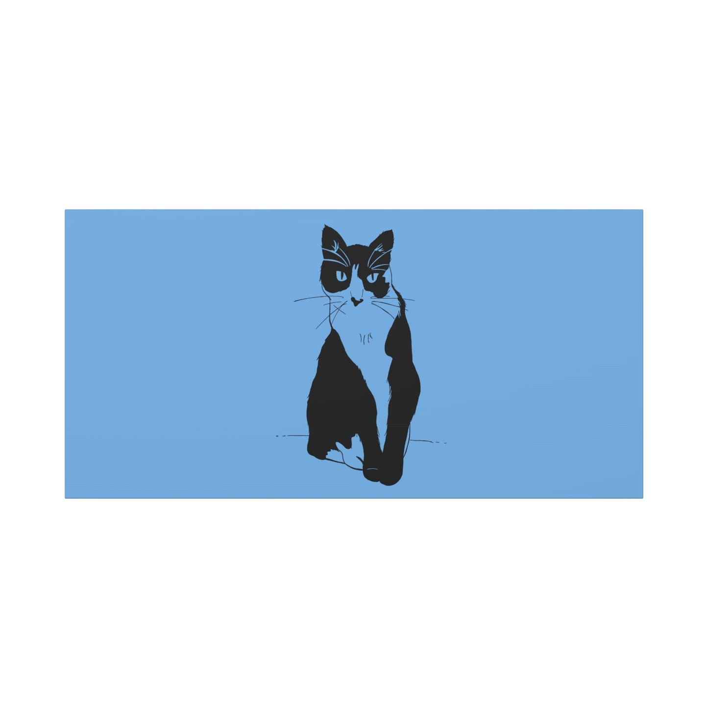 Cat Canvas Print on Light Blue (Transparent Style Cat) - Cat Drawing Art