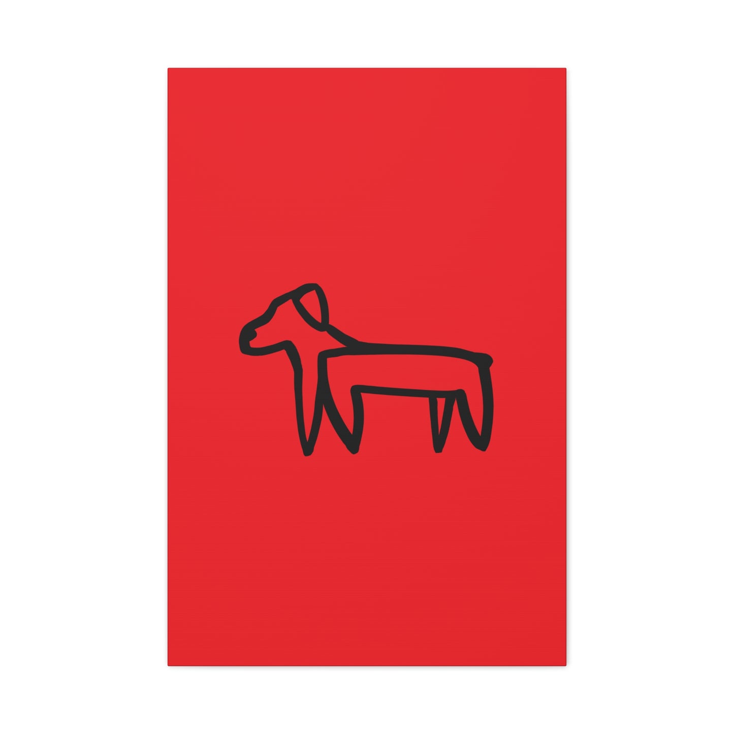 Dog Canvas Print on Red (Transparent Style Black Dog) - Dog Drawing Canvas
