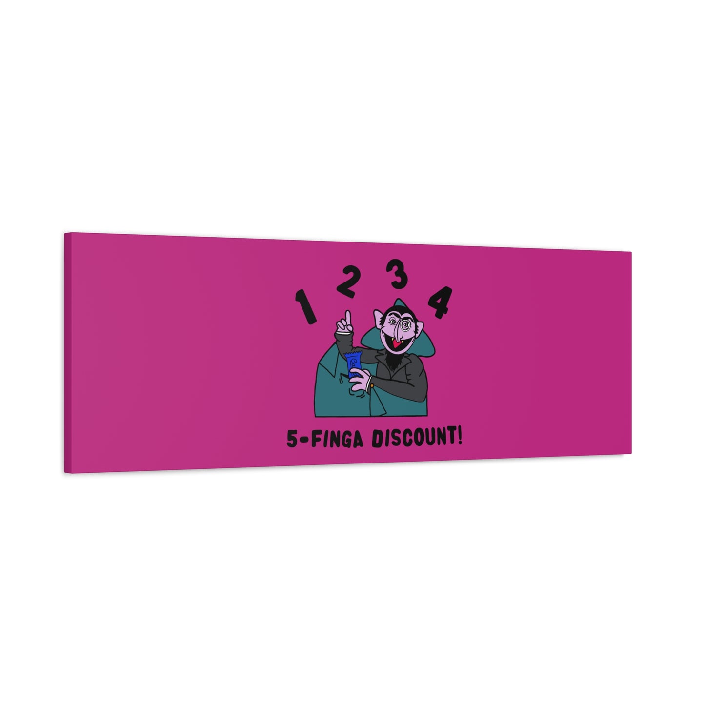 Five Finger Discount Canvas Print Pink - Sesame Street The Count Parody Art Print