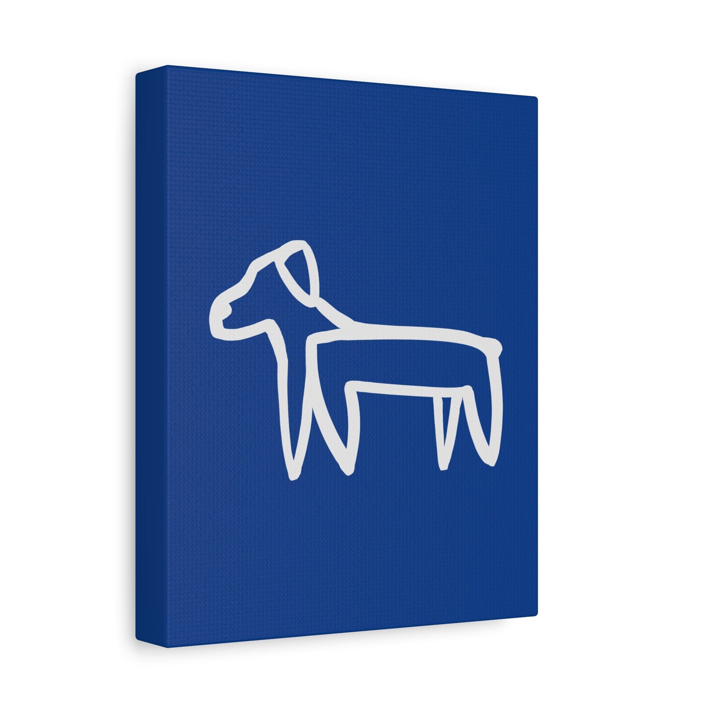 Dog Canvas Print on Blue (Transparent Style White Dog) - Dog Art Print