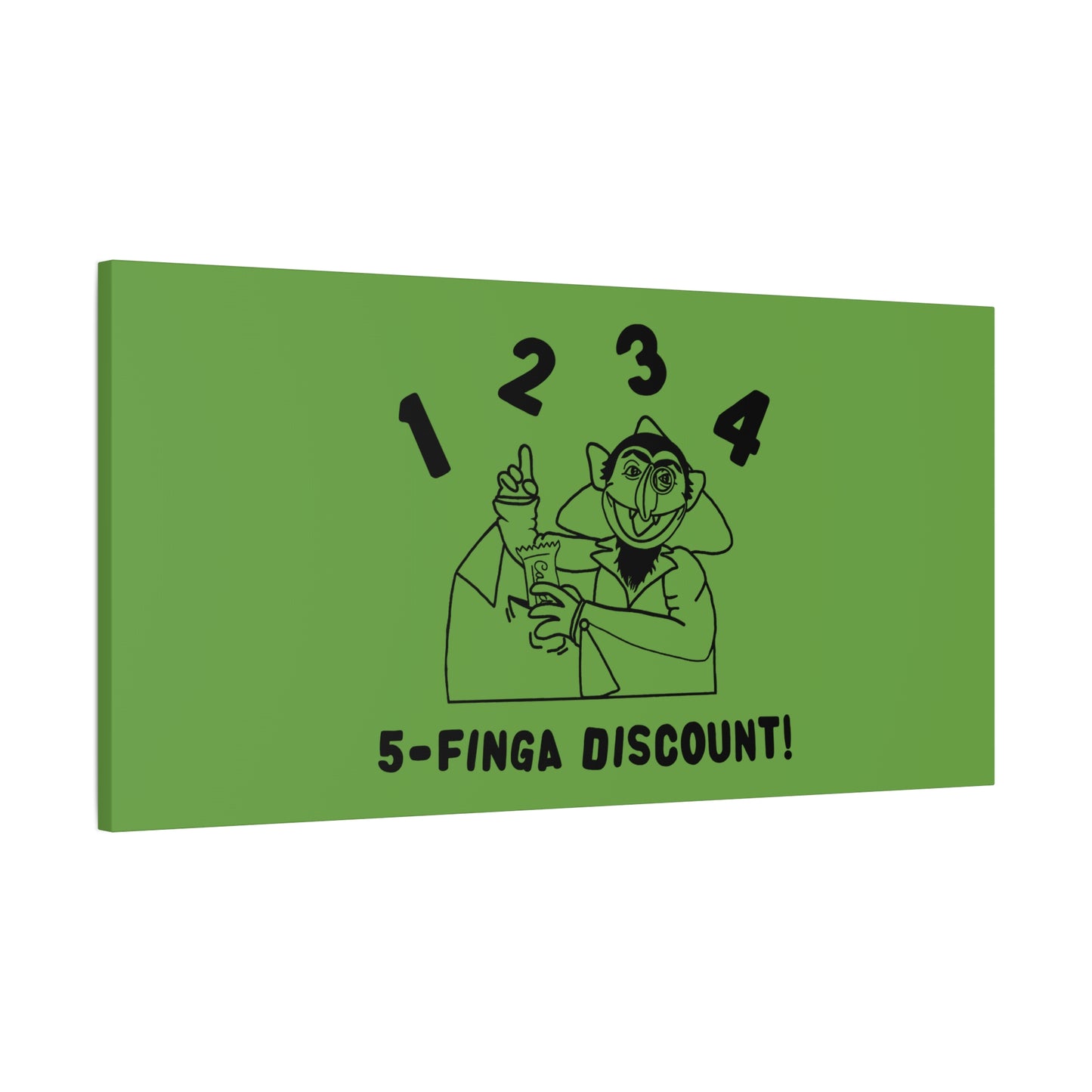 Five Finger Discount Outline Canvas Print Green - Sesame Street The Count Parody Art Print