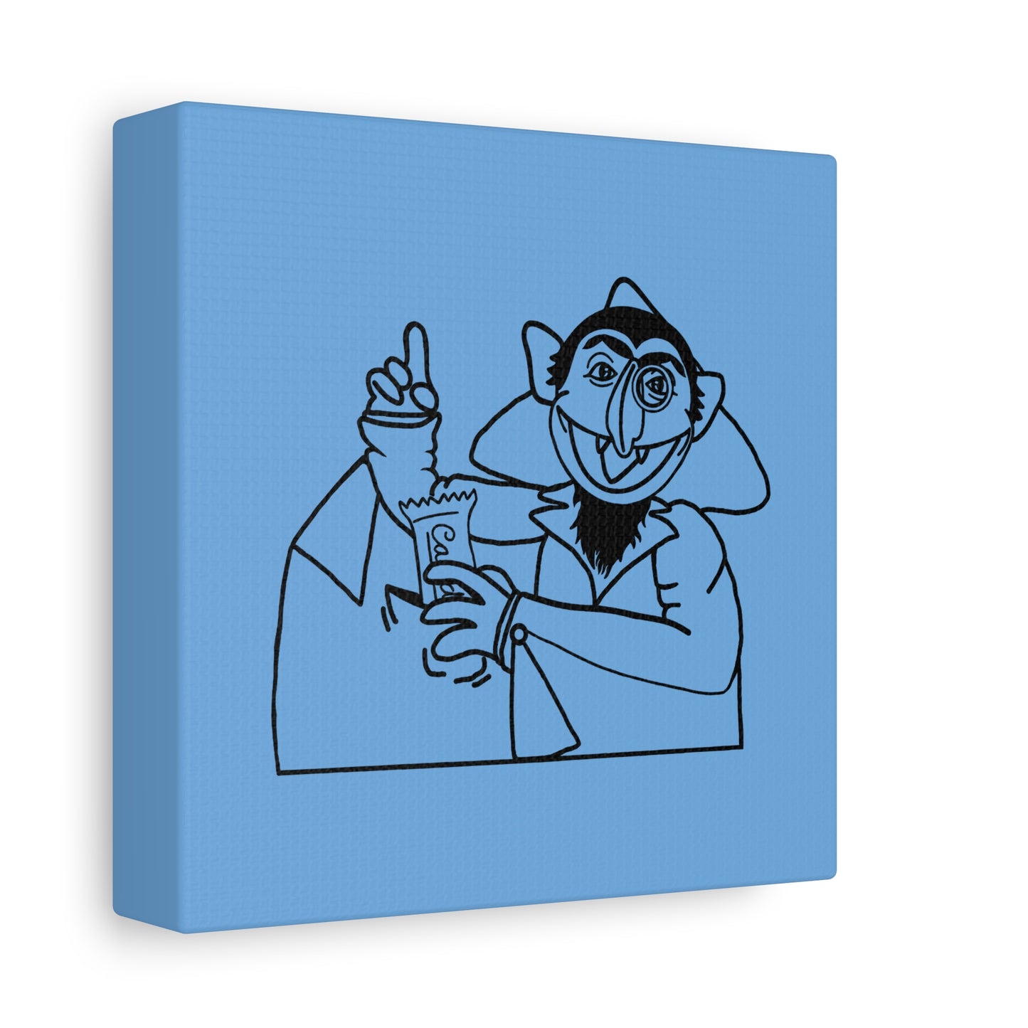 The Count Stealing Candy Outline Canvas Print Light Blue - Sesame Street The Count Parody Art