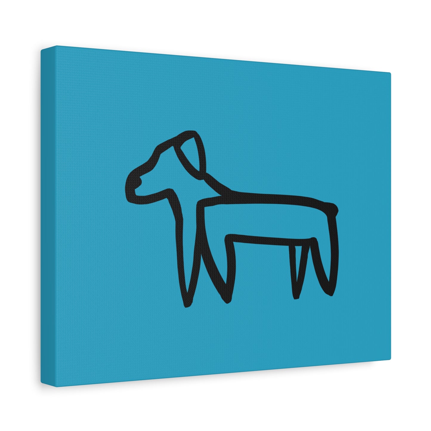 Dog Canvas Print on Turquoise (Transparent Style Black Dog) - Dog Drawing Canvas