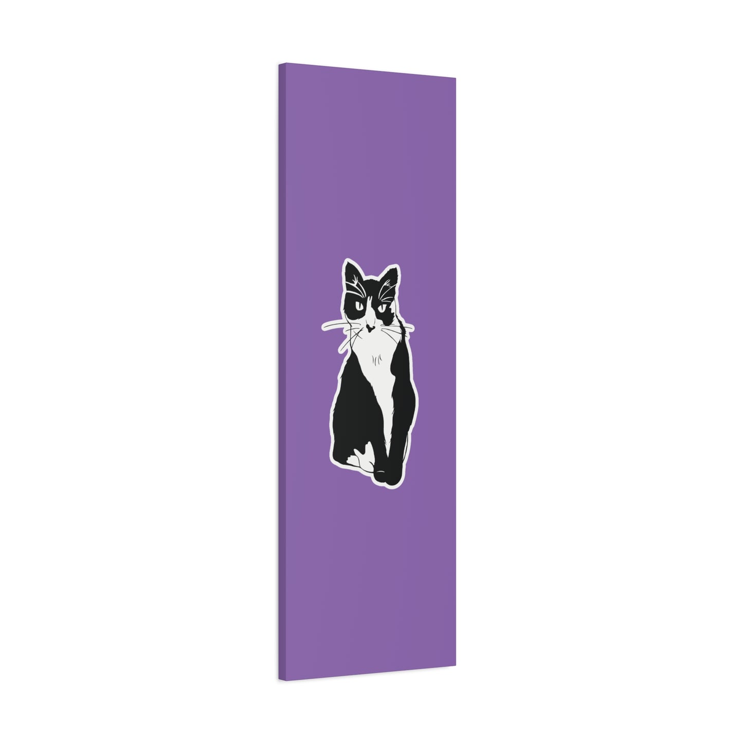 Cat Canvas on Light Purple (Sticker Style Cat) - Cat Drawing Art