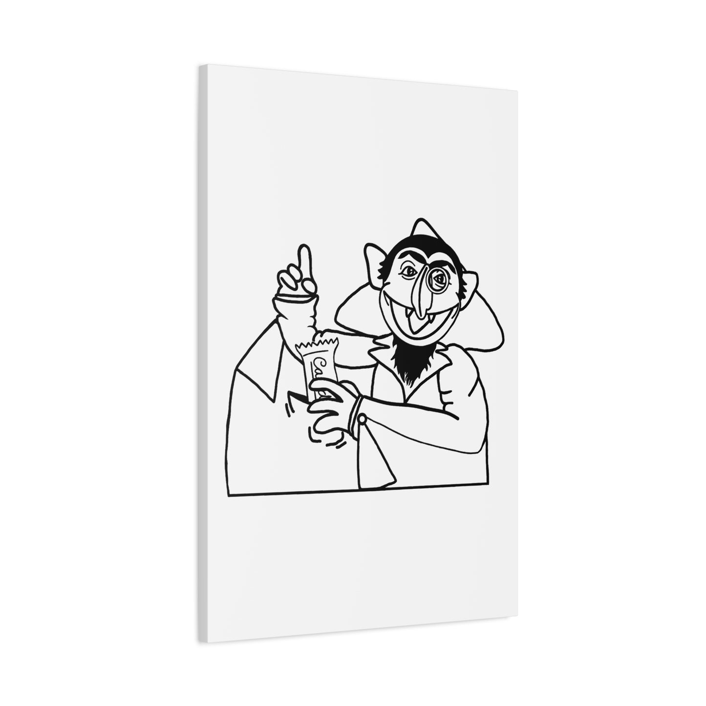 The Count Stealing Candy Outline Canvas Print White - Sesame Street The Count Parody Art
