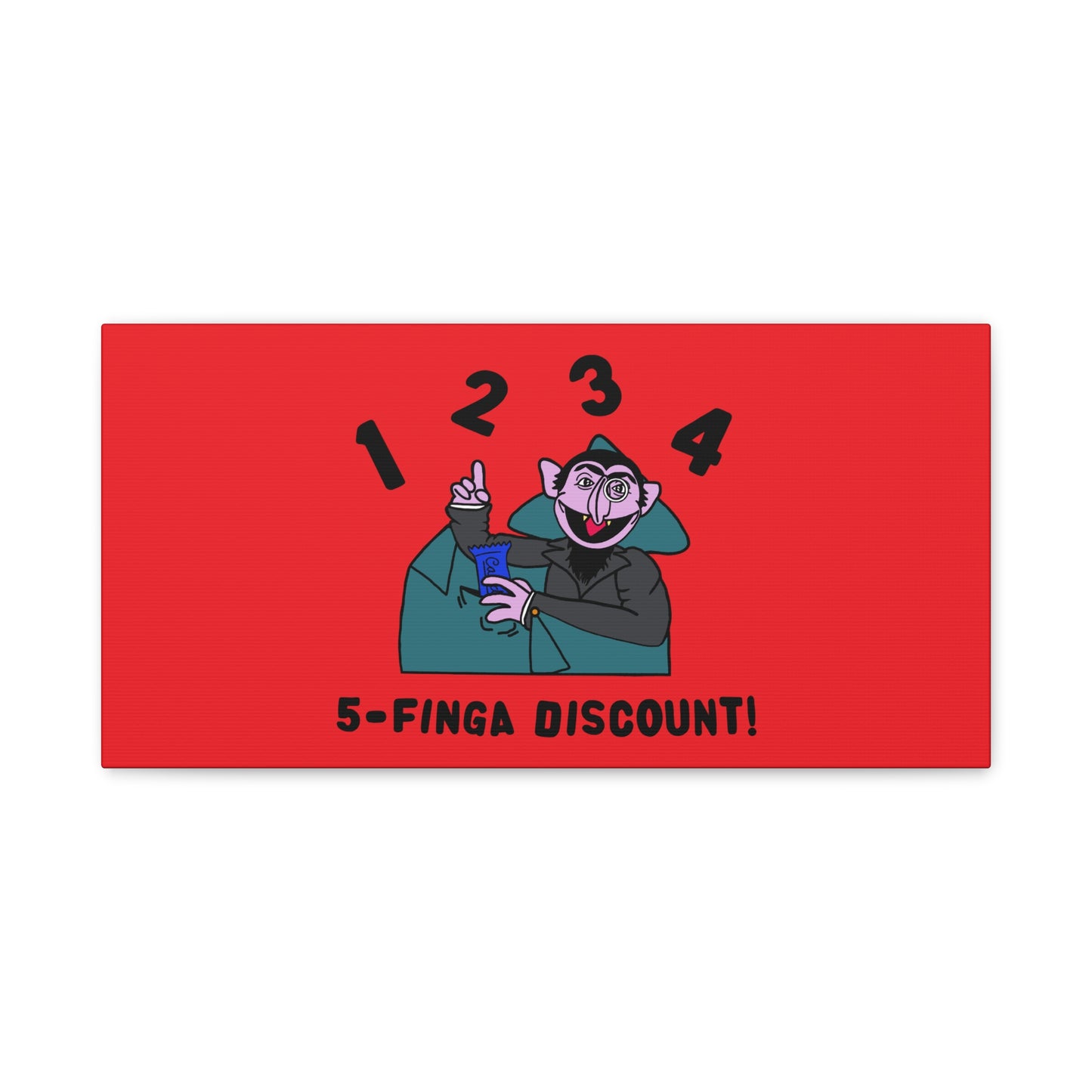 Five Finger Discount Canvas Print Red - Sesame Street The Count Parody Art Print