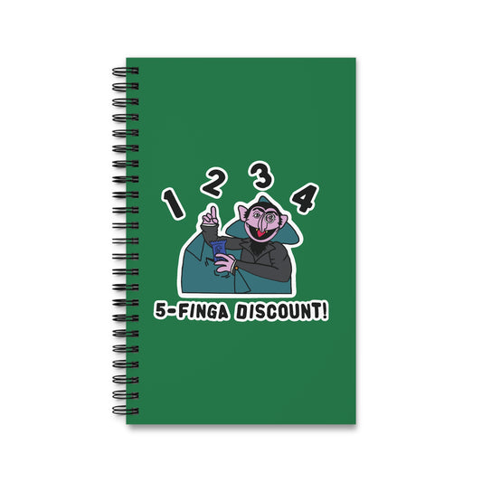 Five Finger Discount Notebook Dark Green - Sesame Street The Count Parody Spiral Notebook