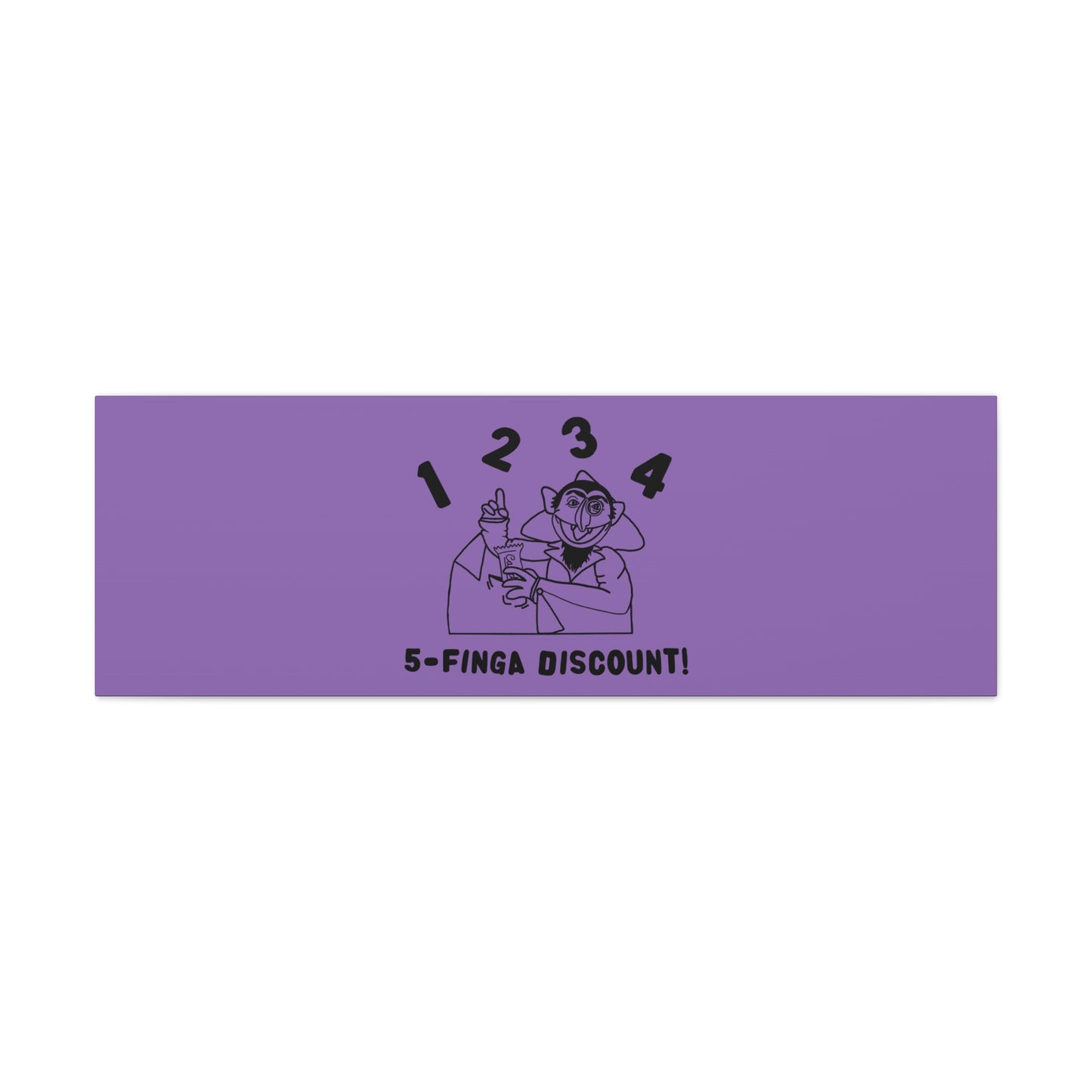 Five Finger Discount Outline Canvas Print Light Purple - Sesame Street The Count Parody Art Print