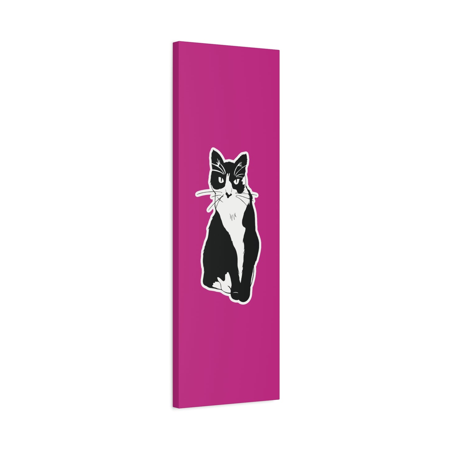 Cat Canvas on Pink (Sticker Style Cat) - Cat Drawing Art
