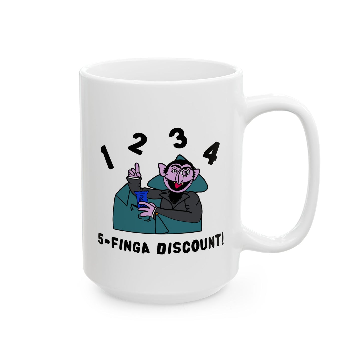 Five Finger Discount Mug - Sesame Street The Count Parody Coffee Mug