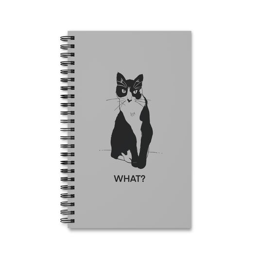 Cattitude Notebook in Light Grey (Transparent Style Cat) - Cat Spiral Notebook