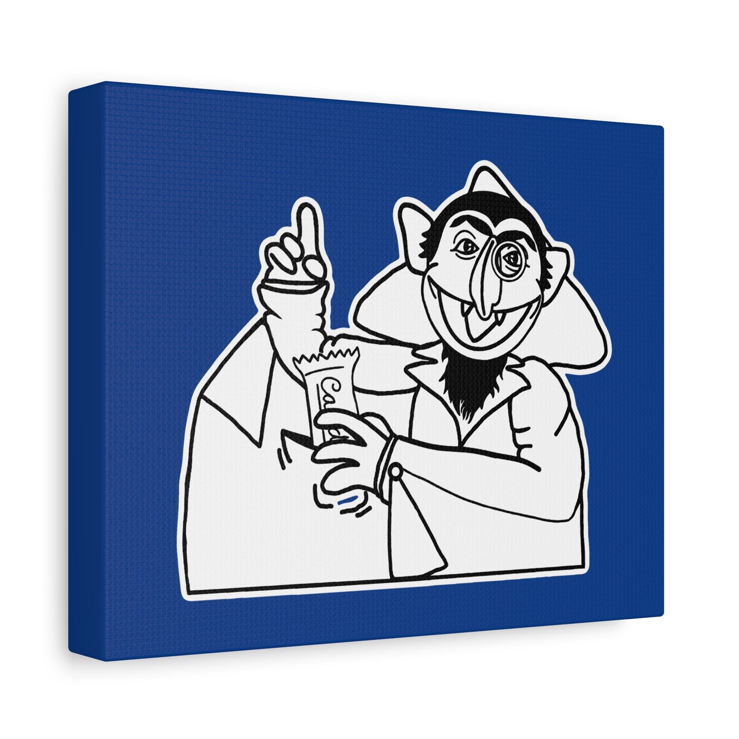 The Count Stealing Candy Outline Canvas Print Dark Blue - Sesame Street The Count Parody Art