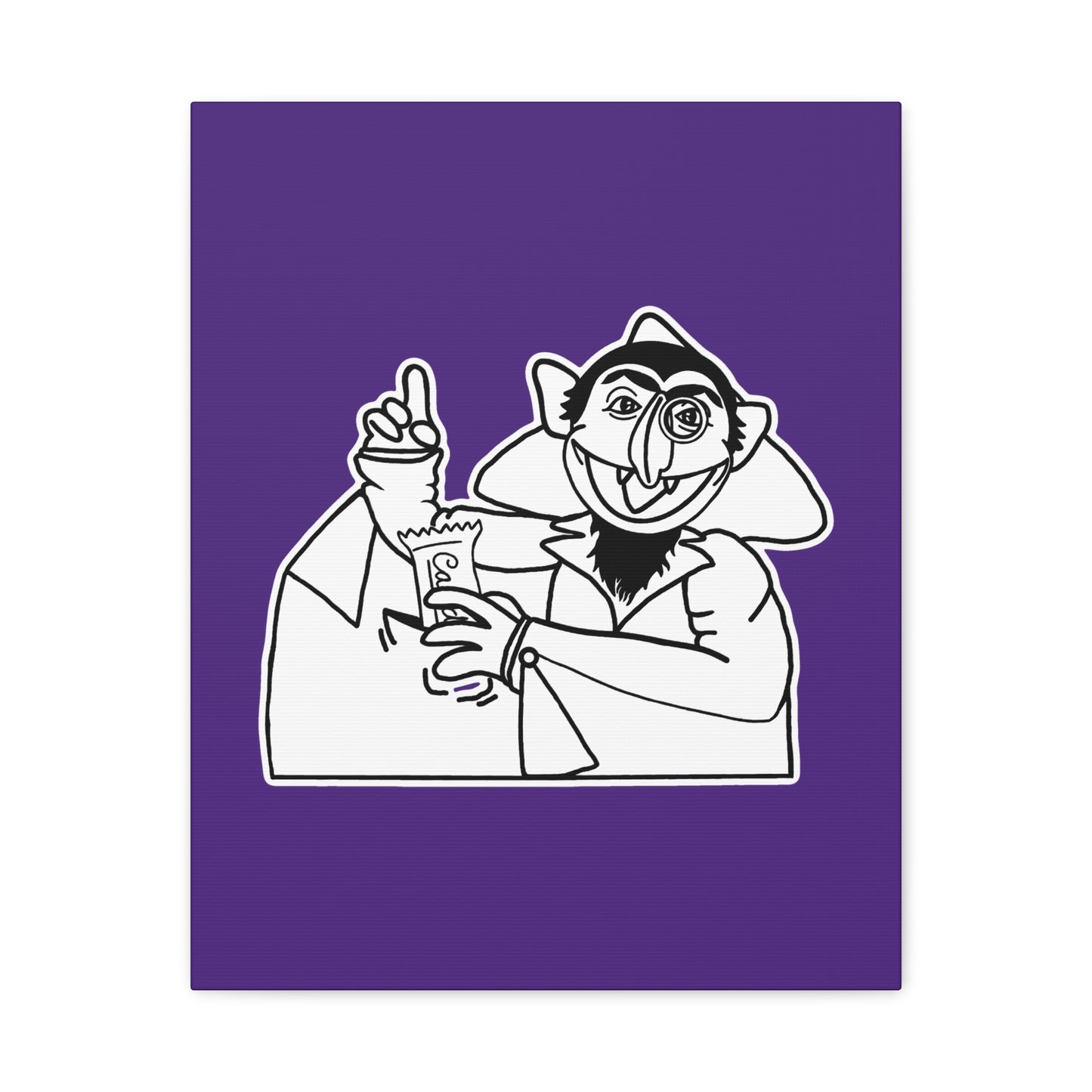 The Count Stealing Candy Outline Canvas Print Purple - Sesame Street The Count Parody Art