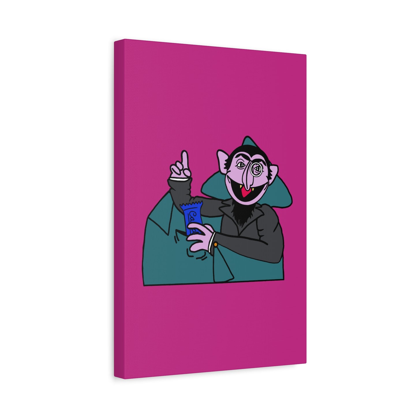 The Count Stealing Candy Canvas Print Pink - Sesame Street The Count Parody Art