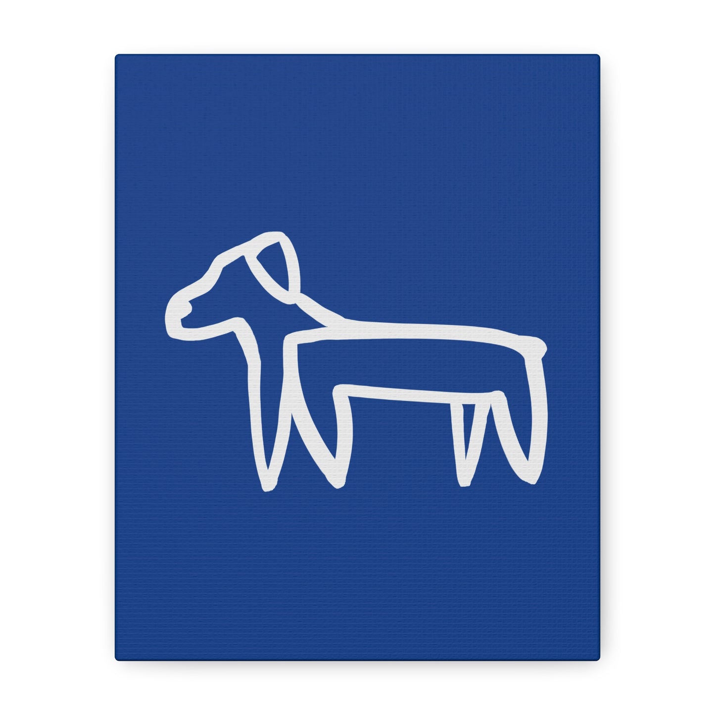 Dog Canvas Print on Blue (Transparent Style White Dog) - Dog Art Print