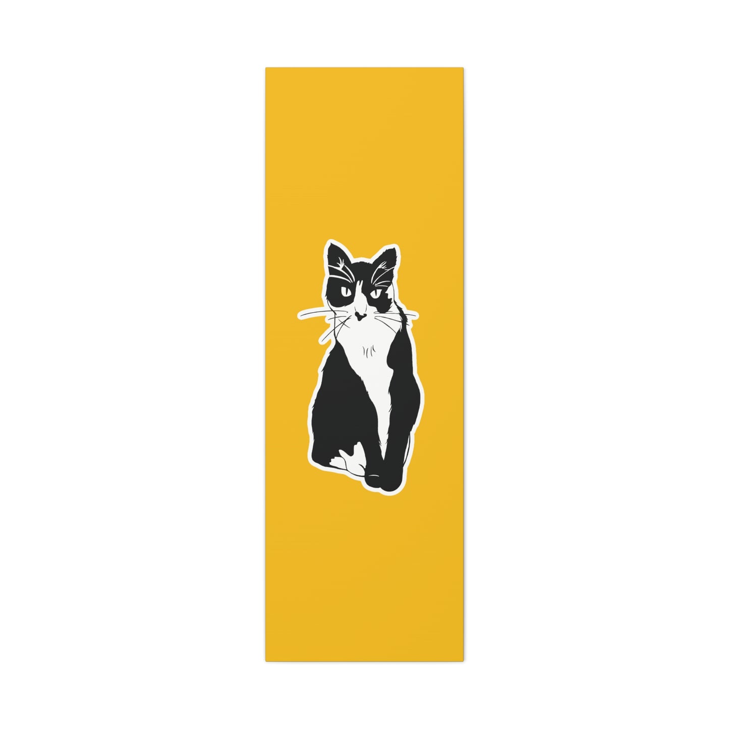 Cat Canvas Print on Yellow (Sticker Style Cat) - Cat Drawing Art