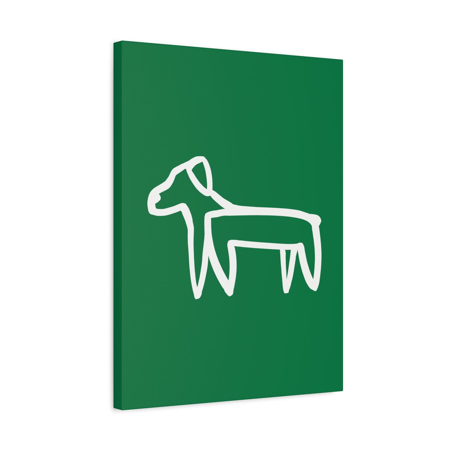 Dog Canvas Print on Green (Transparent Style White Dog) - Dog Art Print