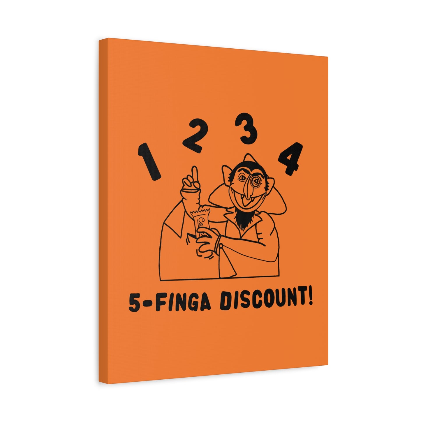 Five Finger Discount Outline Canvas Print Light Orange - Sesame Street The Count Parody Art Print