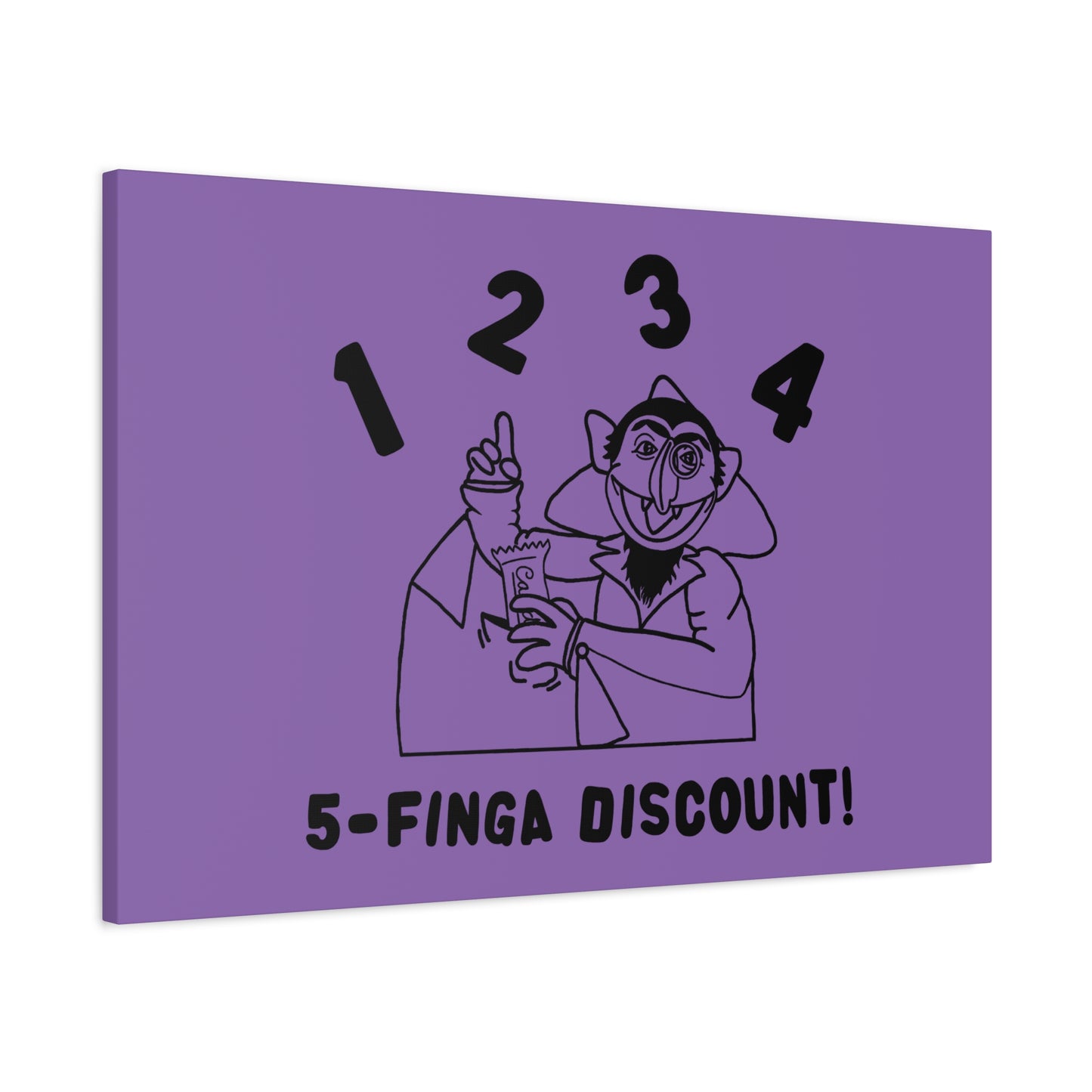 Five Finger Discount Outline Canvas Print Light Purple - Sesame Street The Count Parody Art Print
