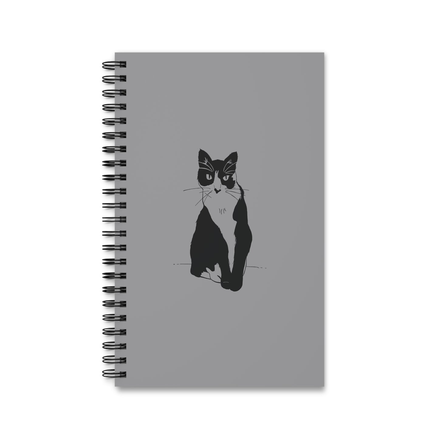 Cat Notebook in Grey (Transparent Style Cat) - Cat Spiral Notebook