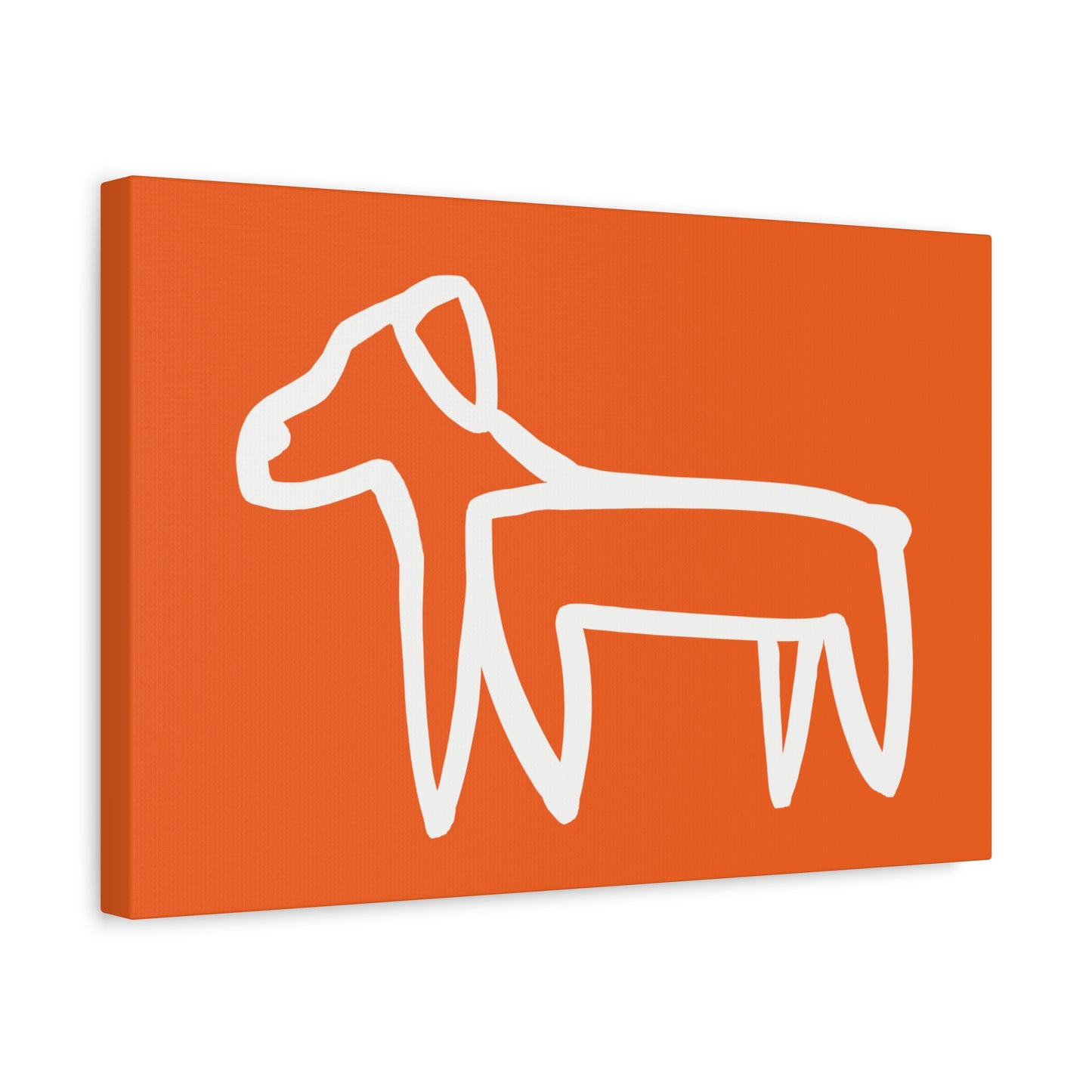 Dog Canvas Print on Orange (Transparent Style White Dog) - Dog Art Print