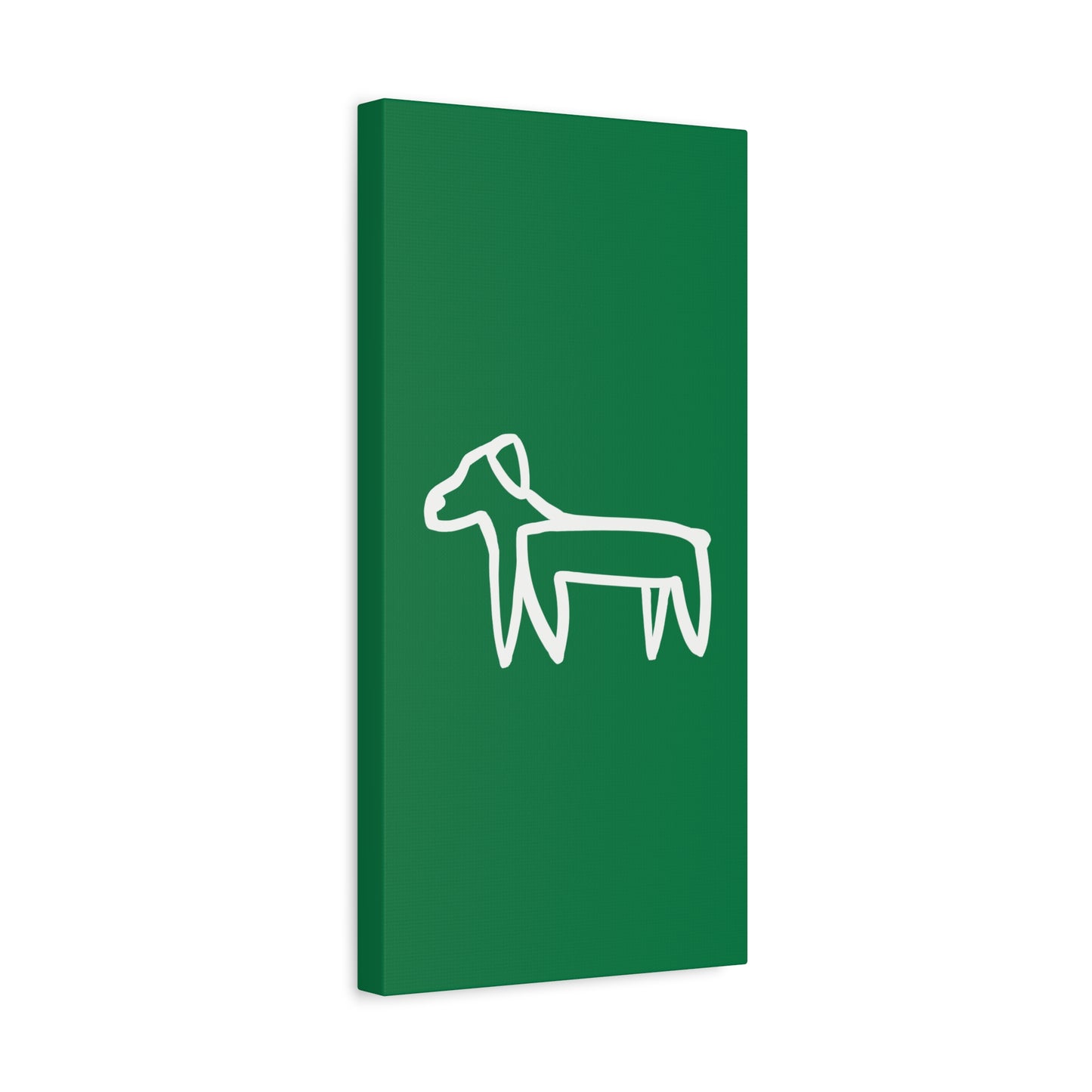Dog Canvas Print on Green (Transparent Style White Dog) - Dog Art Print