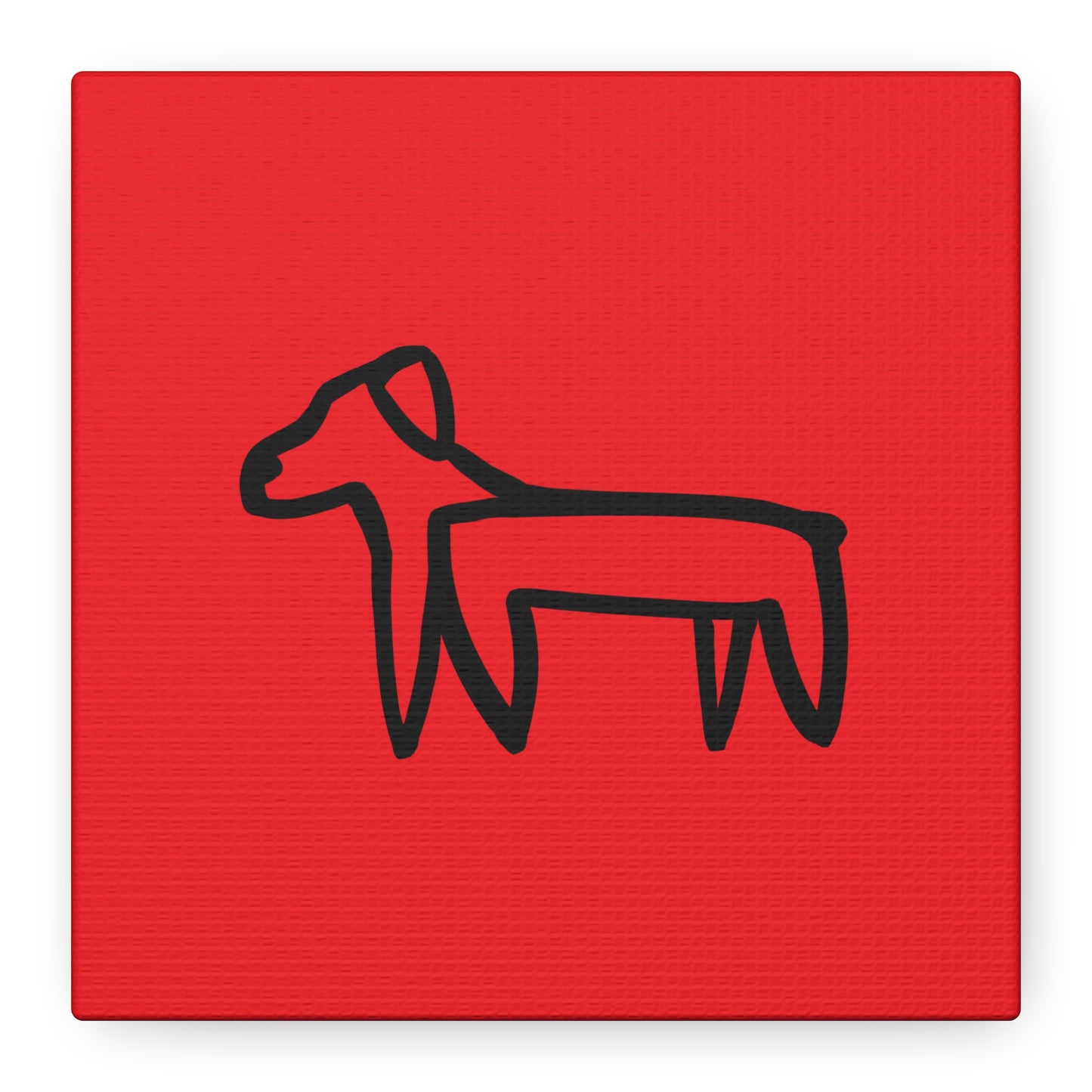 Dog Canvas Print on Red (Transparent Style Black Dog) - Dog Drawing Canvas