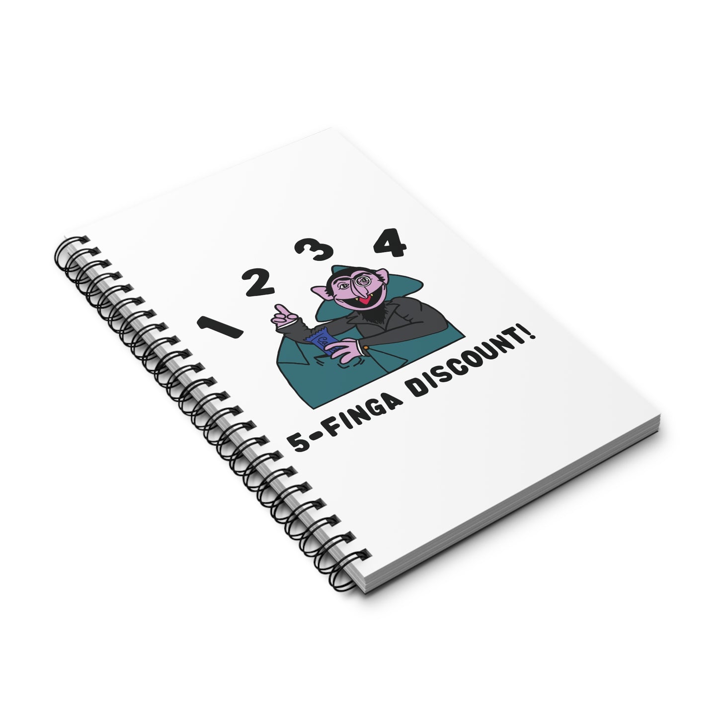 Five Finger Discount Notebook White - Sesame Street Parody The Count Spiral Notebook