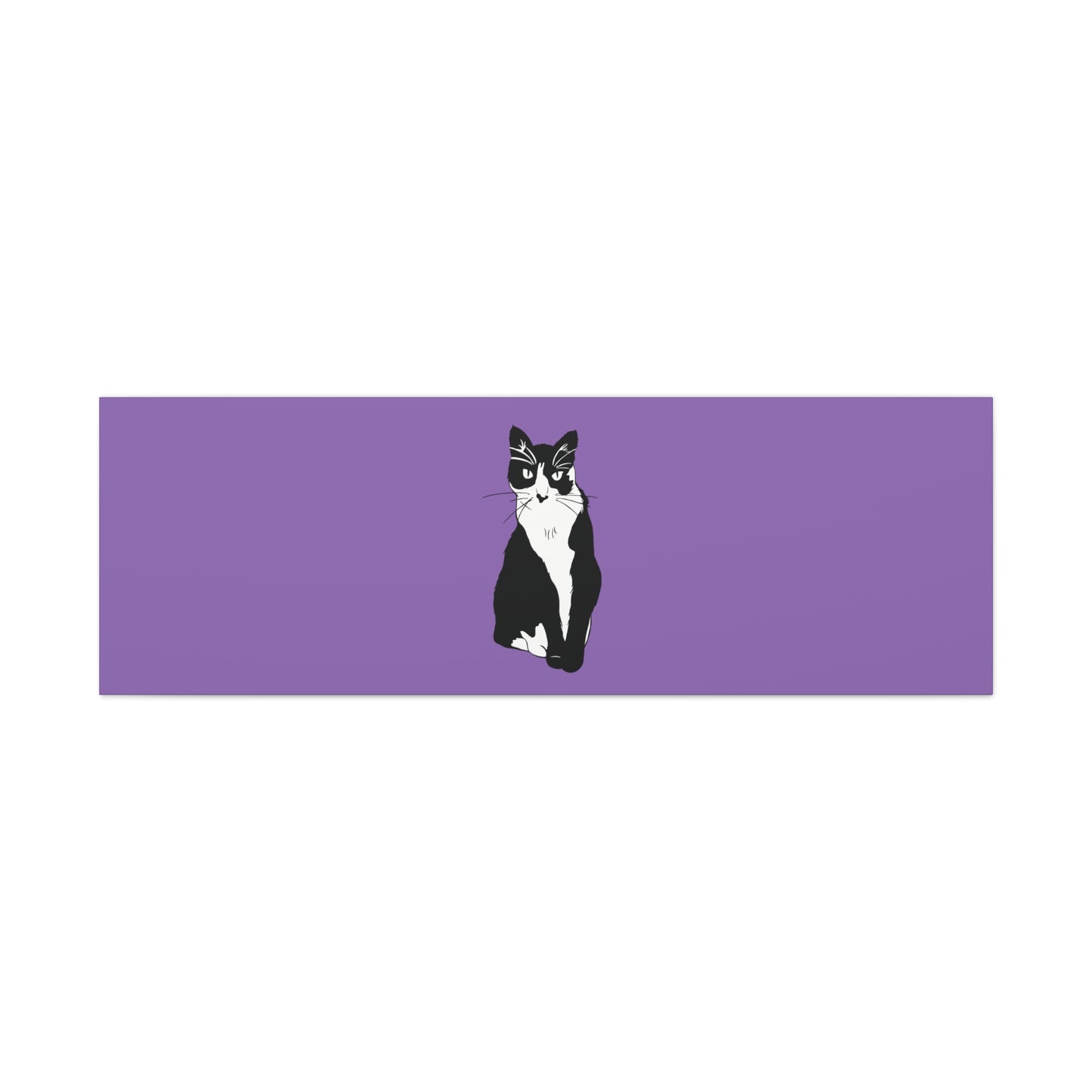 Cat Canvas on Light Purple (B&W Style Cat) - Cat Drawing Art
