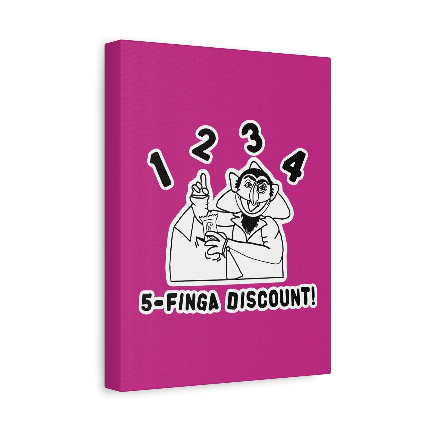 Five Finger Discount Outline Canvas Print Pink - Sesame Street The Count Parody Art Print