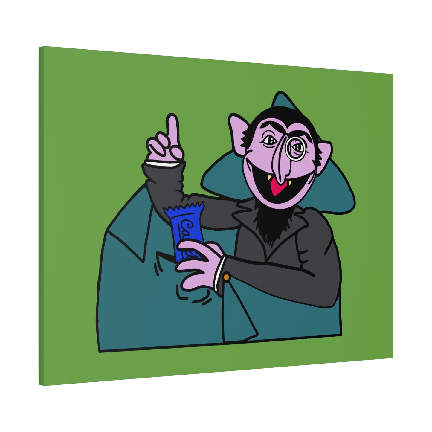 The Count Stealing Candy Canvas Print Green - Sesame Street The Count Parody Art