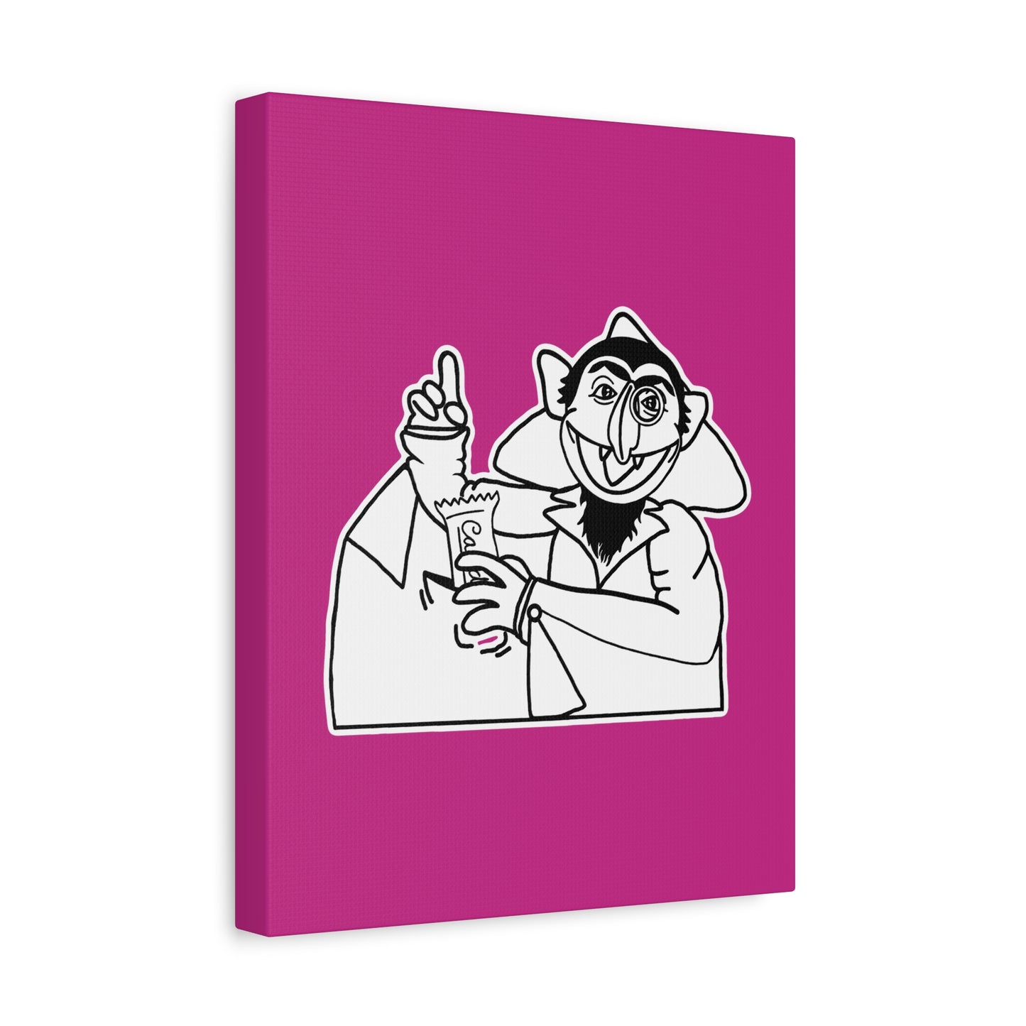 The Count Stealing Candy Outline Canvas Print Pink - Sesame Street The Count Parody Art