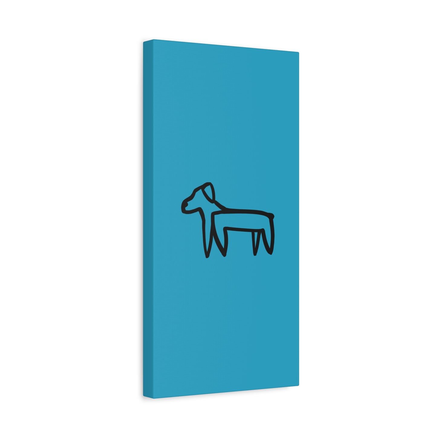 Dog Canvas Print on Turquoise (Transparent Style Black Dog) - Dog Drawing Canvas