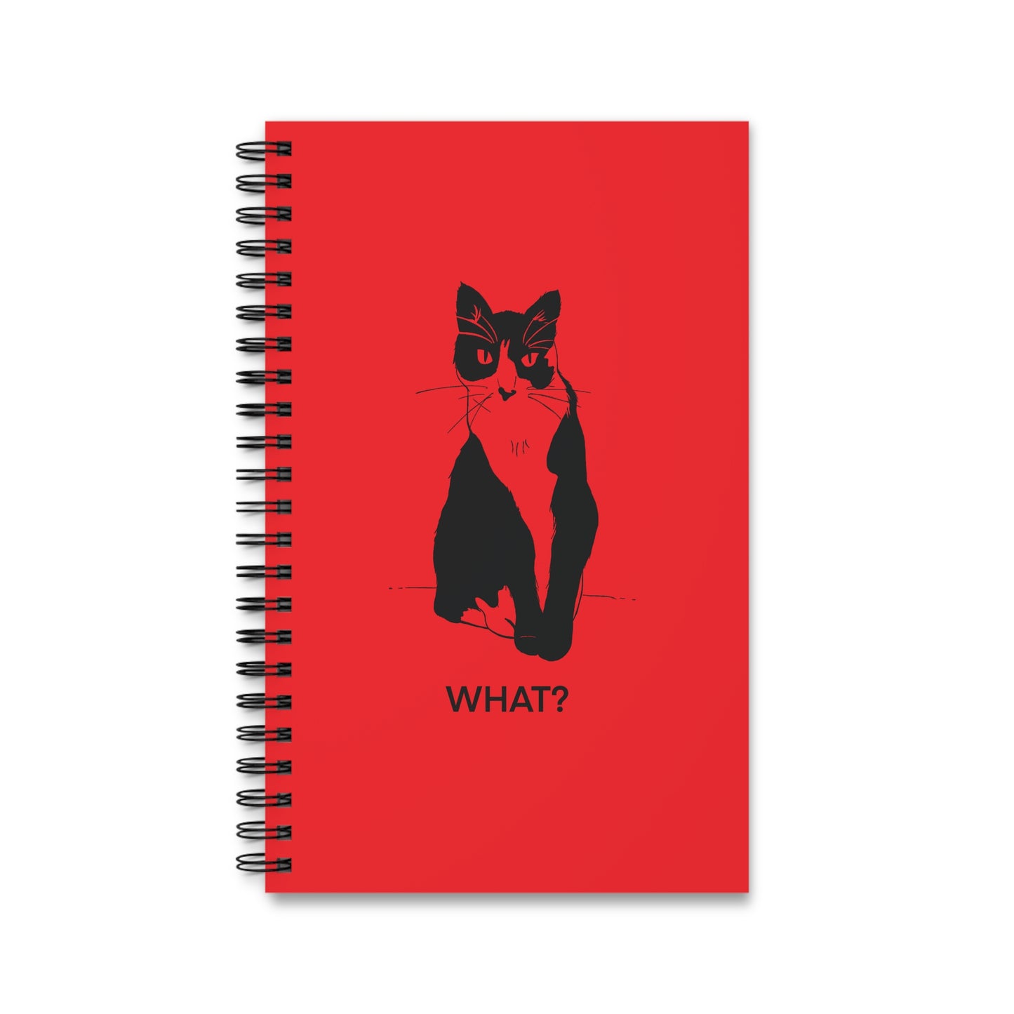 Cattitude Notebook in Red (Transparent Style Cat) - Cat Spiral Notebook