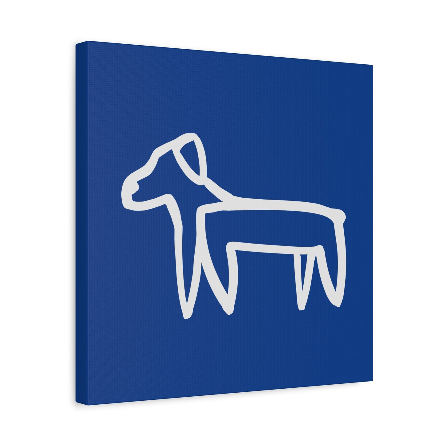 Dog Canvas Print on Blue (Transparent Style White Dog) - Dog Art Print