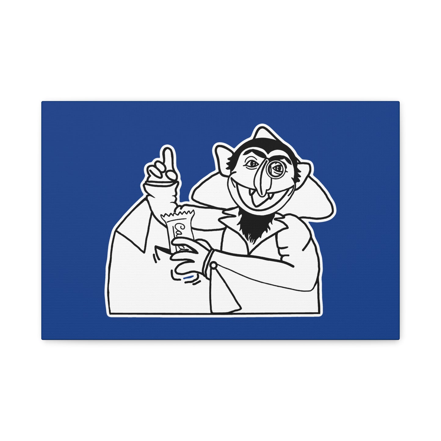 The Count Stealing Candy Outline Canvas Print Dark Blue - Sesame Street The Count Parody Art