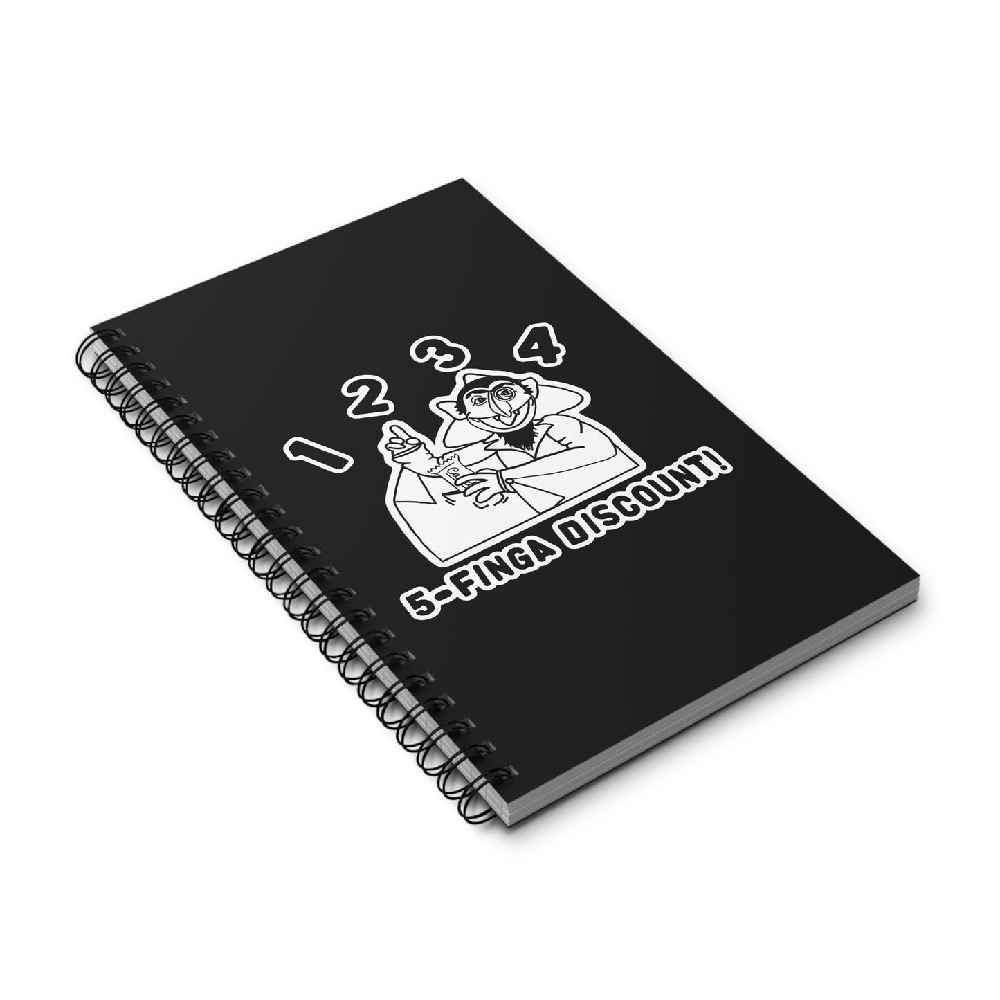 Five Finger Discount Outline Notebook Black - Sesame Street The Count Parody Notebook
