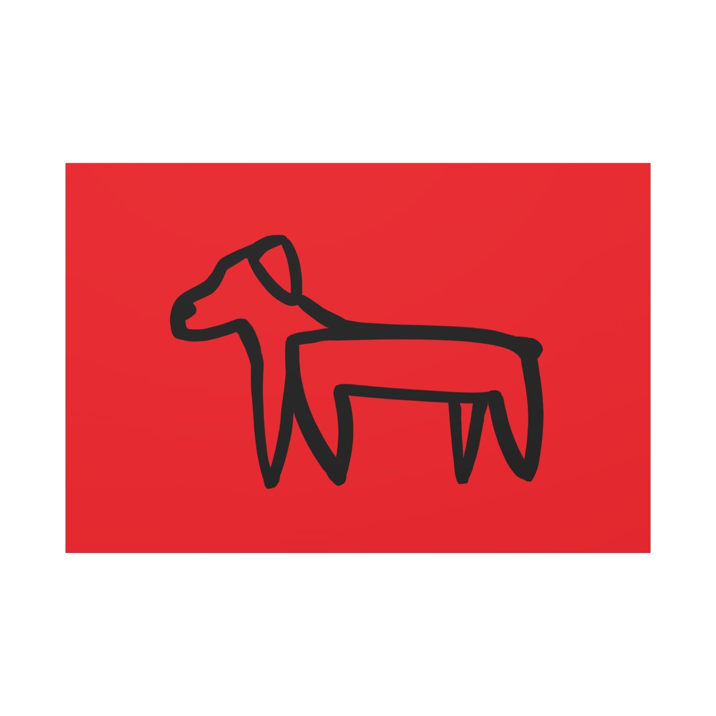 Dog Canvas Print on Red (Transparent Style Black Dog) - Dog Drawing Canvas